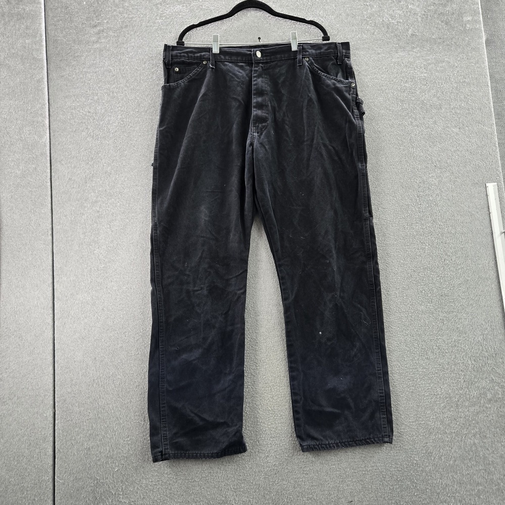 Dickies Men Pants 40X32 Black Carpenter Canvas Workwear Gorpcore Logo READ